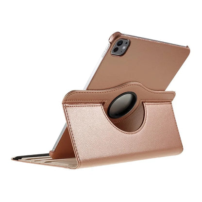 For iPad Pro 11 (2024) Case Rotating Stand PU Leather Protective Cover Gold