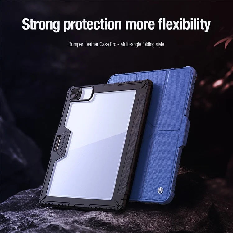 NILLKIN Bumper Leather Case Pro for iPad Pro 13 (2024) Tablet Cover Anti-Fall Auto Wake  /  Sleep Case