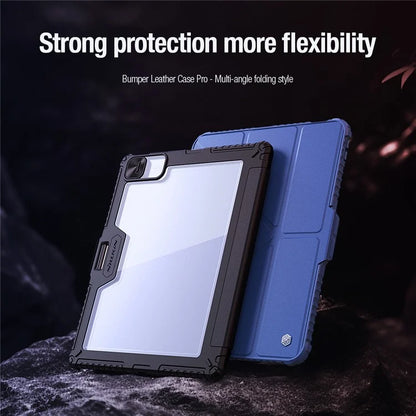 NILLKIN Bumper Leather Case Pro for iPad Pro 13 (2024) Tablet Cover Anti-Fall Auto Wake  /  Sleep Case