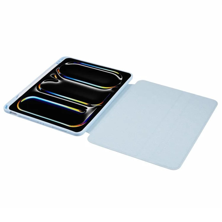 For iPad Pro 11 (2024) Case Magnetic Detachable PU Leather Stand Tablet Cover with Pen Slot
