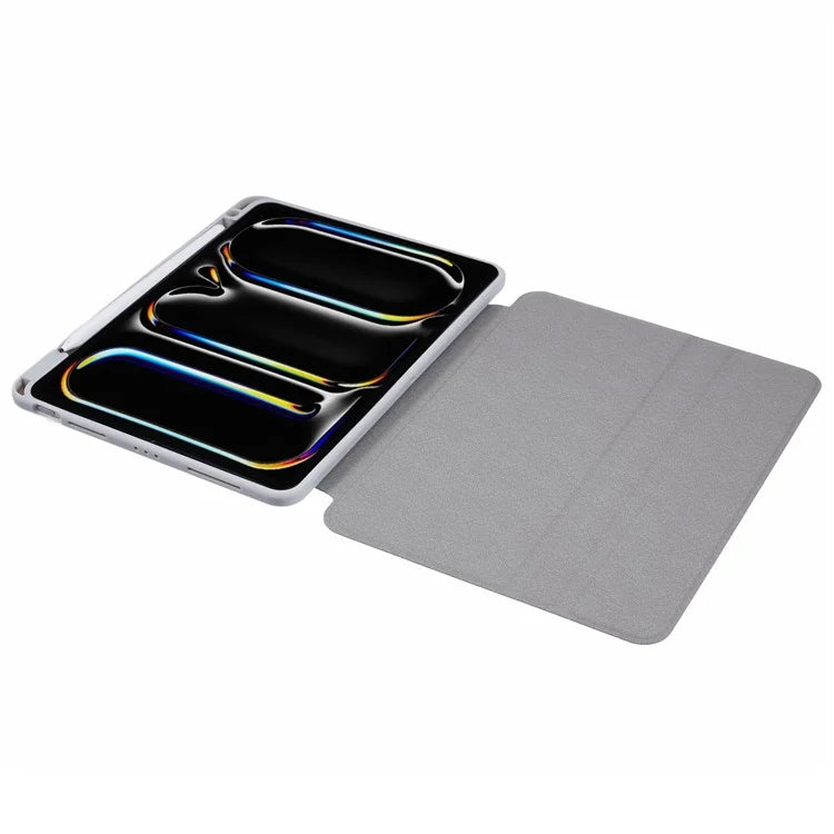 For iPad Pro 11 (2024) Case Magnetic Detachable PU Leather Stand Tablet Cover with Pen Slot