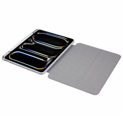 For iPad Pro 11 (2024) Case Magnetic Detachable PU Leather Stand Tablet Cover with Pen Slot