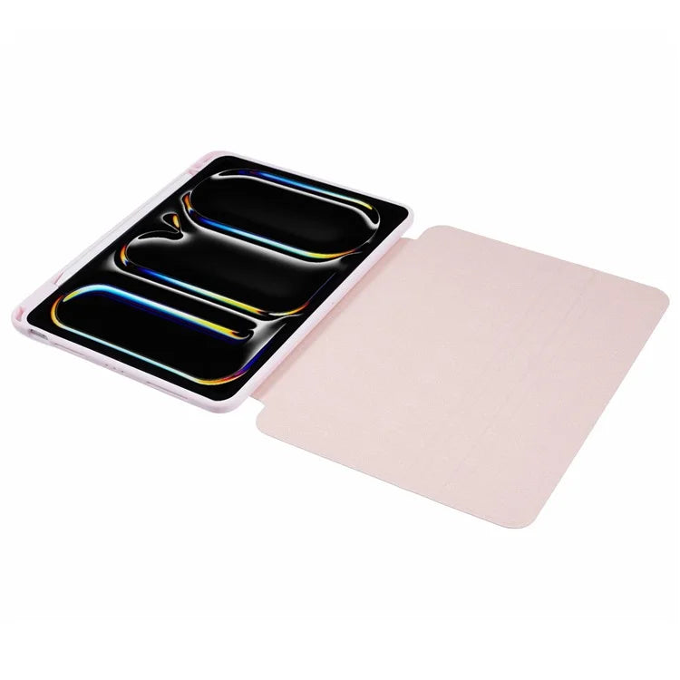 For iPad Pro 11 (2024) Case Magnetic Detachable PU Leather Stand Tablet Cover with Pen Slot
