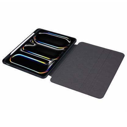 For iPad Pro 11 (2024) Case Magnetic Detachable PU Leather Stand Tablet Cover with Pen Slot