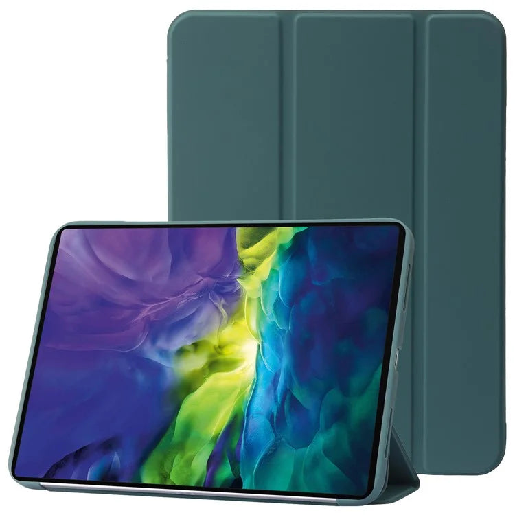 For iPad Air 11 (2024) Case Honeycomb Texture Tri-fold Stand Leather Tablet Coverish Green