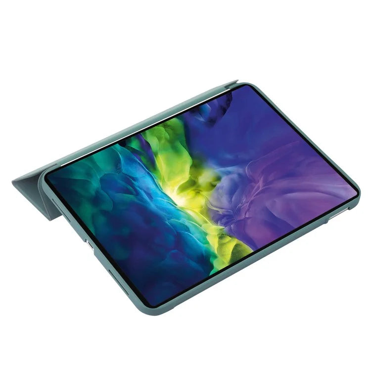 For iPad Air 11 (2024) Case Honeycomb Texture Tri-fold Stand Leather Tablet Coverish Green