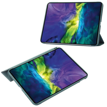 For iPad Air 11 (2024) Case Honeycomb Texture Tri-fold Stand Leather Tablet Coverish Green