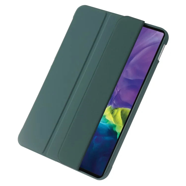For iPad Air 11 (2024) Case Honeycomb Texture Tri-fold Stand Leather Tablet Coverish Green