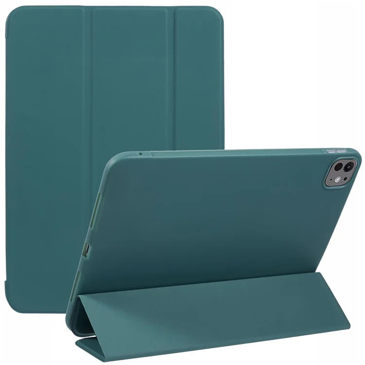 For iPad Pro 11 (2024) Case Tri-Fold Stand PU Leather + TPU Smart Cover