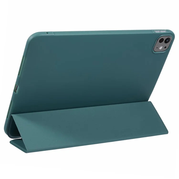 For iPad Pro 11 (2024) Case Tri-Fold Stand PU Leather + TPU Smart Cover