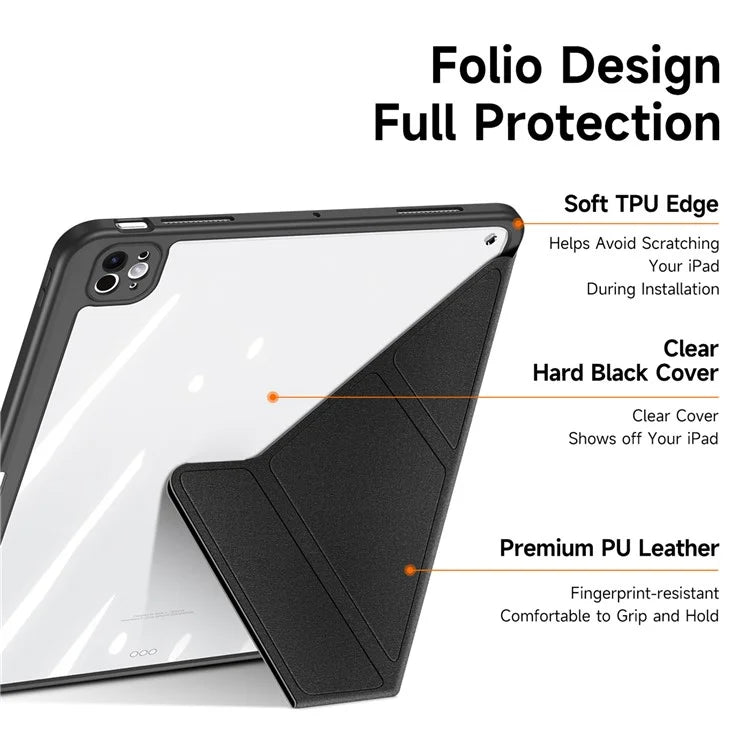 DUX DUCIS Magi Series for iPad Pro 13 (2024) Case PU Leather+PC+TPU Tablet Cover Support Auto Wake / Sleep