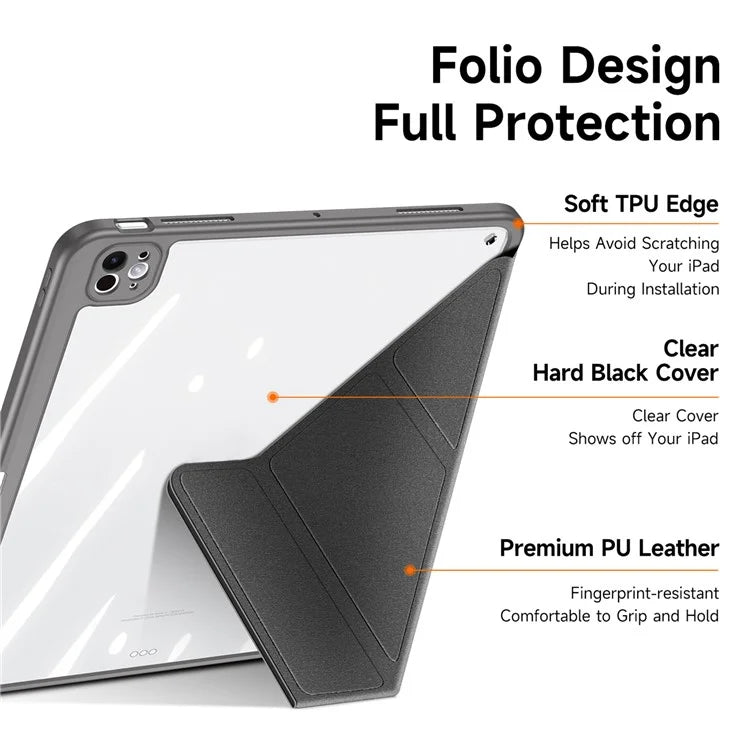 DUX DUCIS Magi Series for iPad Pro 13 (2024) Case PU Leather+PC+TPU Tablet Cover Support Auto Wake / Sleep