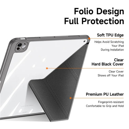 DUX DUCIS Magi Series for iPad Pro 13 (2024) Case PU Leather+PC+TPU Tablet Cover Support Auto Wake / Sleep