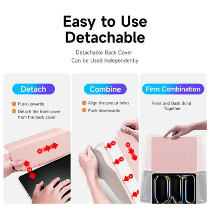 DUX DUCIS Magi Series for iPad Pro 13 (2024) Case PU Leather+PC+TPU Tablet Cover Support Auto Wake / Sleep