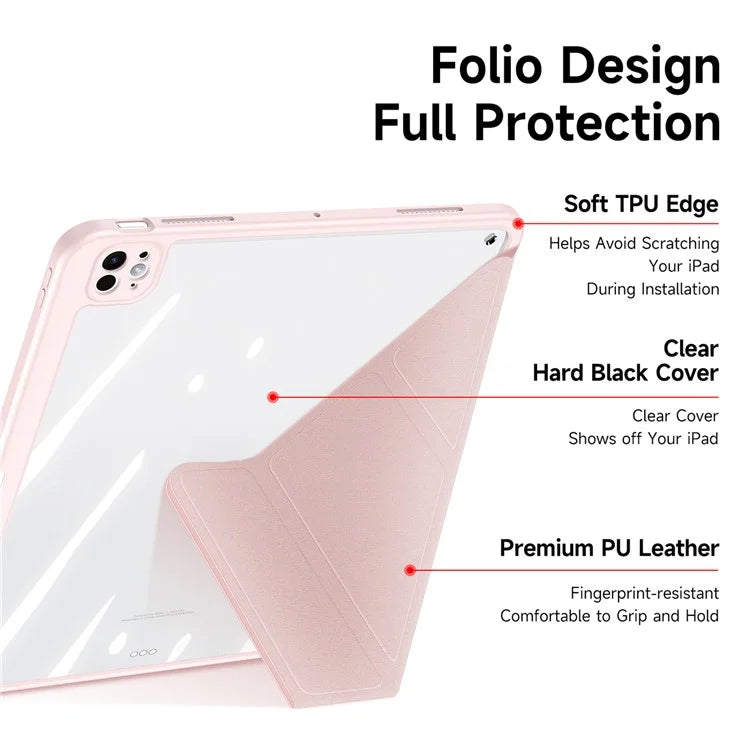 DUX DUCIS Magi Series for iPad Pro 13 (2024) Case PU Leather+PC+TPU Tablet Cover Support Auto Wake / Sleep