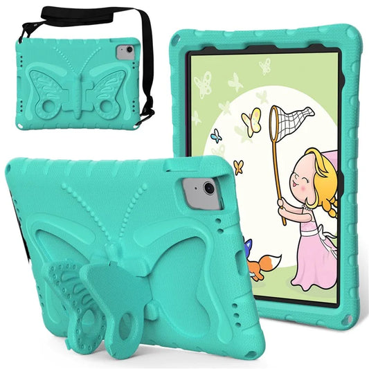 For iPad Air 11 (2024) Case Butterfly EVA Tablet Cover with Kickstand / Shoulder Strap