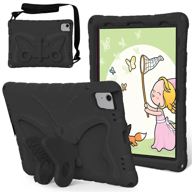 For iPad Air 11 (2024) Case Butterfly EVA Tablet Cover with Kickstand / Shoulder Strap
