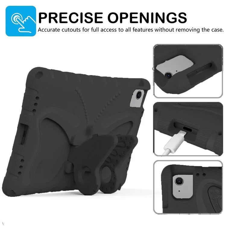 For iPad Air 11 (2024) Case Butterfly EVA Tablet Cover with Kickstand / Shoulder Strap