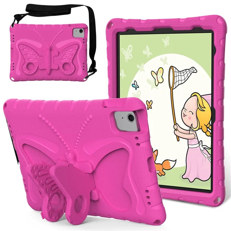 For iPad Air 11 (2024) Case Butterfly EVA Tablet Cover with Kickstand / Shoulder Strap