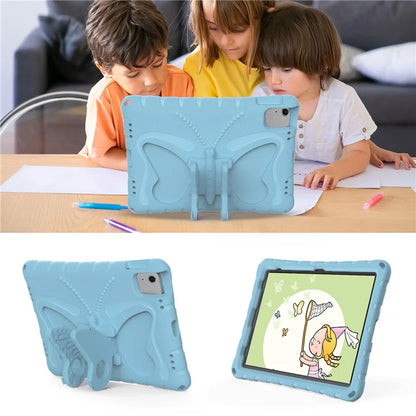 For iPad Air 11 (2024) Case Butterfly EVA Tablet Cover with Kickstand / Shoulder Strap