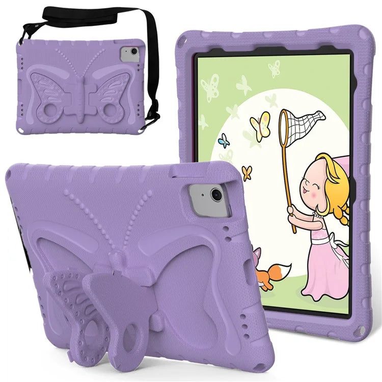 For iPad Air 11 (2024) Case Butterfly EVA Tablet Cover with Kickstand / Shoulder Strap