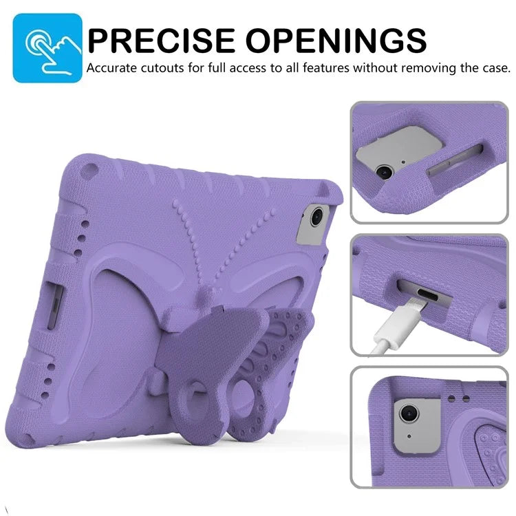 For iPad Air 11 (2024) Case Butterfly EVA Tablet Cover with Kickstand / Shoulder Strap