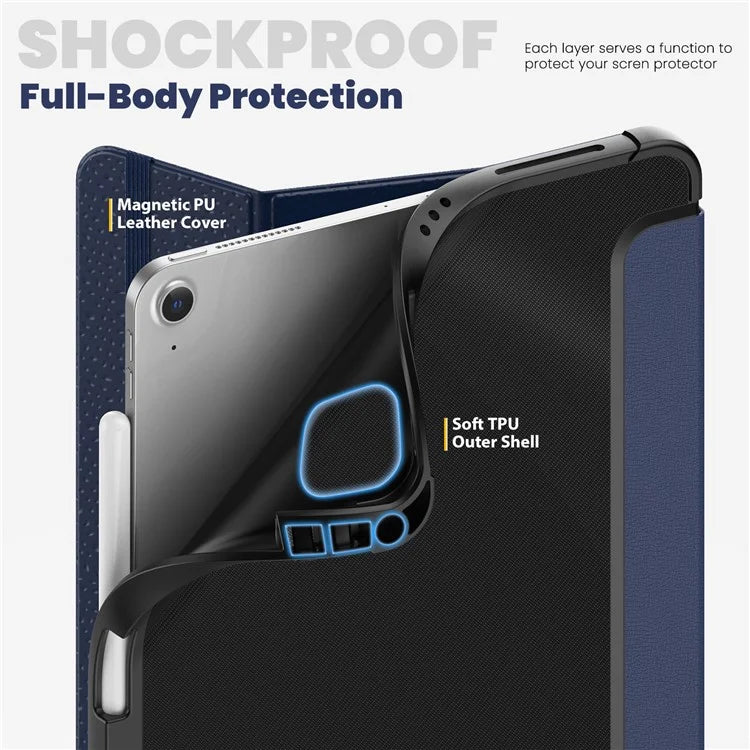 For iPad Air (2020) / (2022) / Air 11 (2024) / iPad Pro 11-inch (2018) / (2020) / (2021) / (2022) Case Leather Tablet Cover