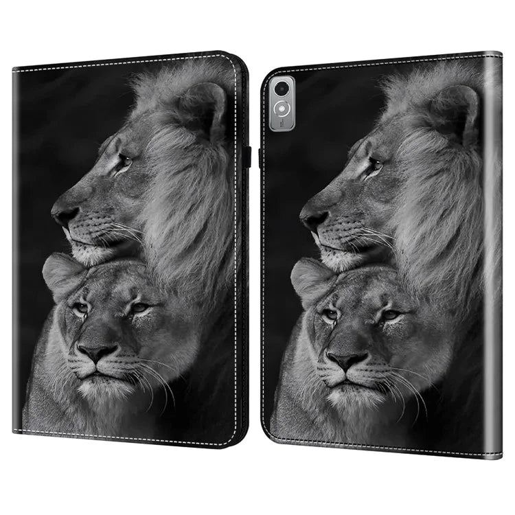 For Lenovo Tab P12 Case PU Leather Card Slots Tablet Cover Pattern Printing