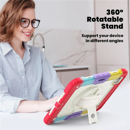 For iPad Pro 11 (2024) Case Rotating Kickstand PC+Silicone Tablet Cover with Shoulder Strap / PET Film