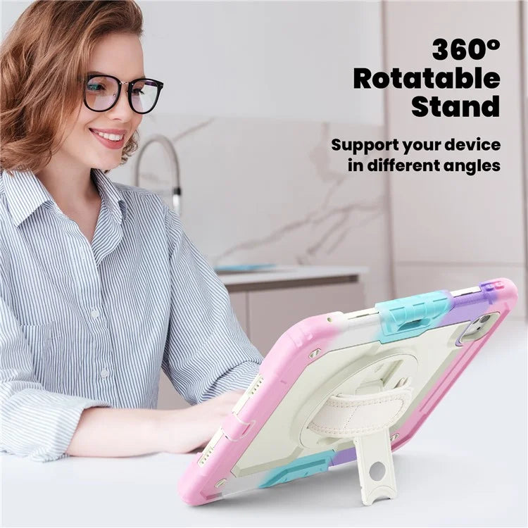 For iPad Pro 11 (2024) Case Rotating Kickstand PC+Silicone Tablet Cover with Shoulder Strap / PET Film