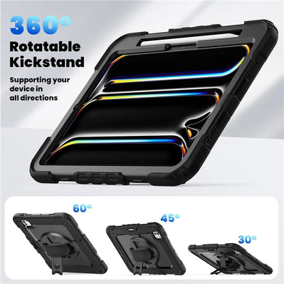 For iPad Pro 11 (2024) Case PC+Silicone Tablet Cover with Screen Protector Pencil Holder