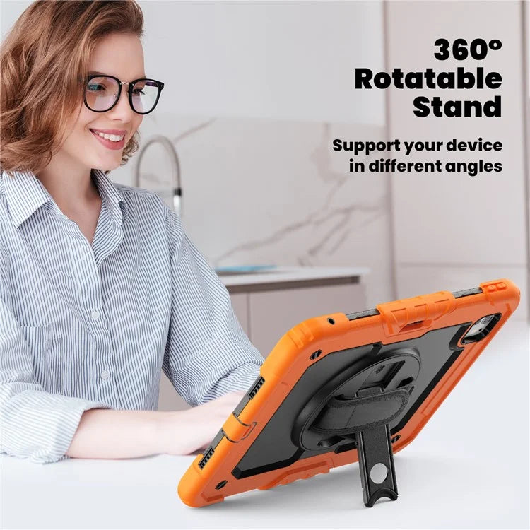 For iPad Pro 11 (2024) Case PC+Silicone Tablet Cover with Screen Protector Pencil Holder