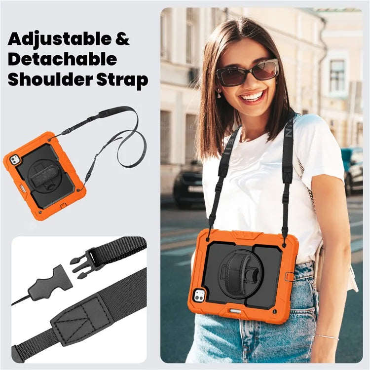 For iPad Pro 11 (2024) Case PC+Silicone Tablet Cover with Screen Protector Pencil Holder