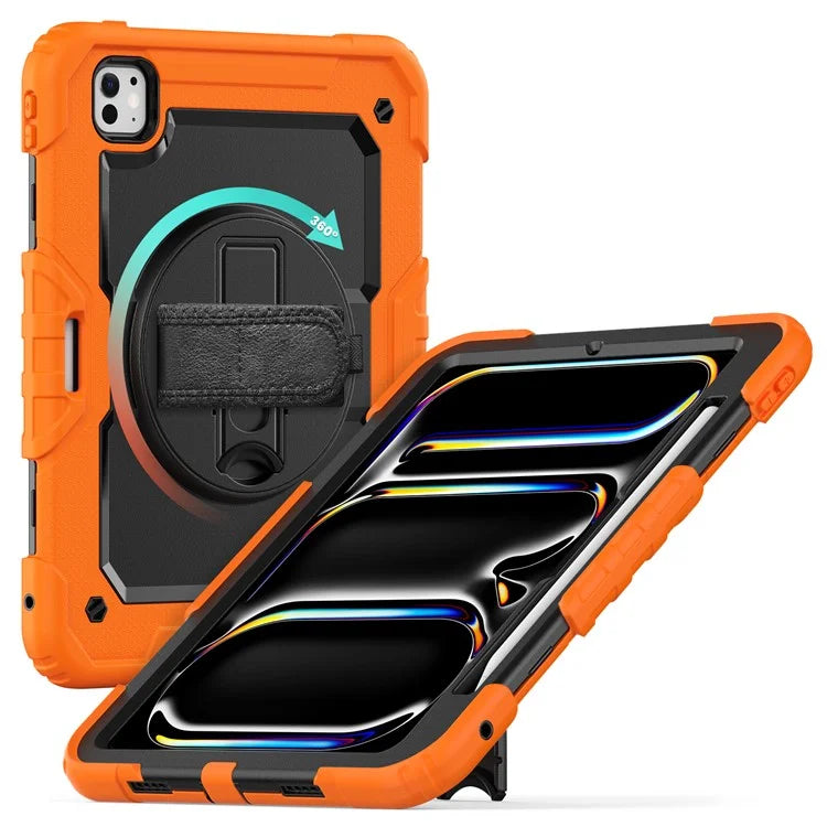 For iPad Pro 11 (2024) Case PC+Silicone Tablet Cover with Screen Protector Pencil Holder