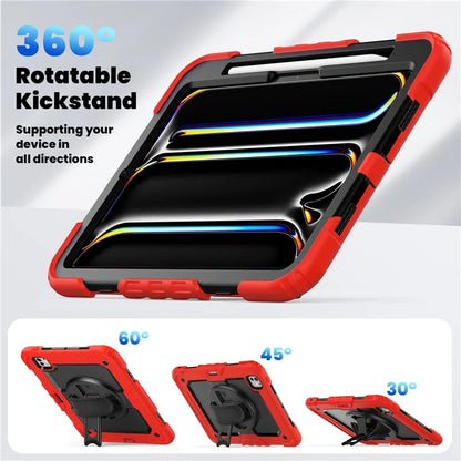 For iPad Pro 11 (2024) Case PC+Silicone Tablet Cover with Screen Protector Pencil Holder