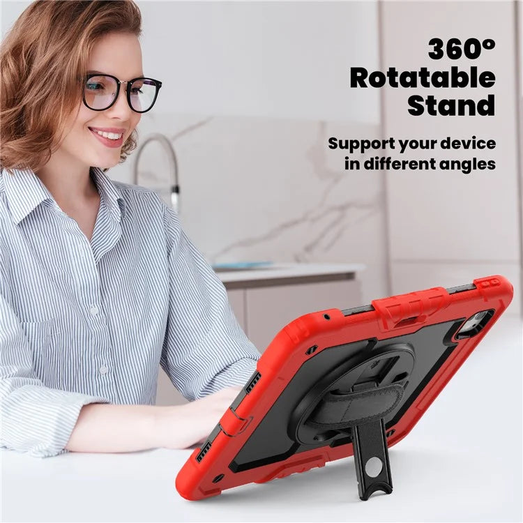For iPad Pro 11 (2024) Case PC+Silicone Tablet Cover with Screen Protector Pencil Holder