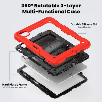 For iPad Pro 11 (2024) Case PC+Silicone Tablet Cover with Screen Protector Pencil Holder