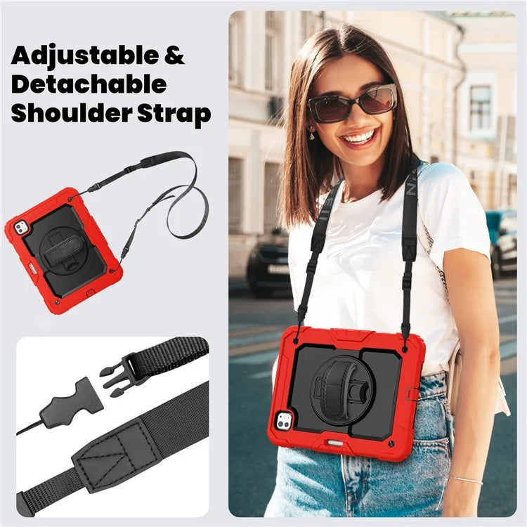For iPad Pro 11 (2024) Case PC+Silicone Tablet Cover with Screen Protector Pencil Holder