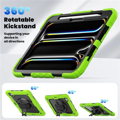 For iPad Pro 11 (2024) Case PC+Silicone Tablet Cover with Screen Protector Pencil Holder