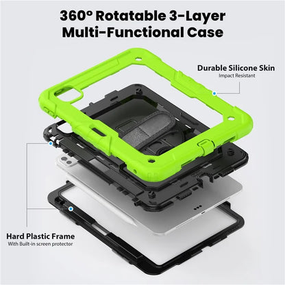 For iPad Pro 11 (2024) Case PC+Silicone Tablet Cover with Screen Protector Pencil Holder