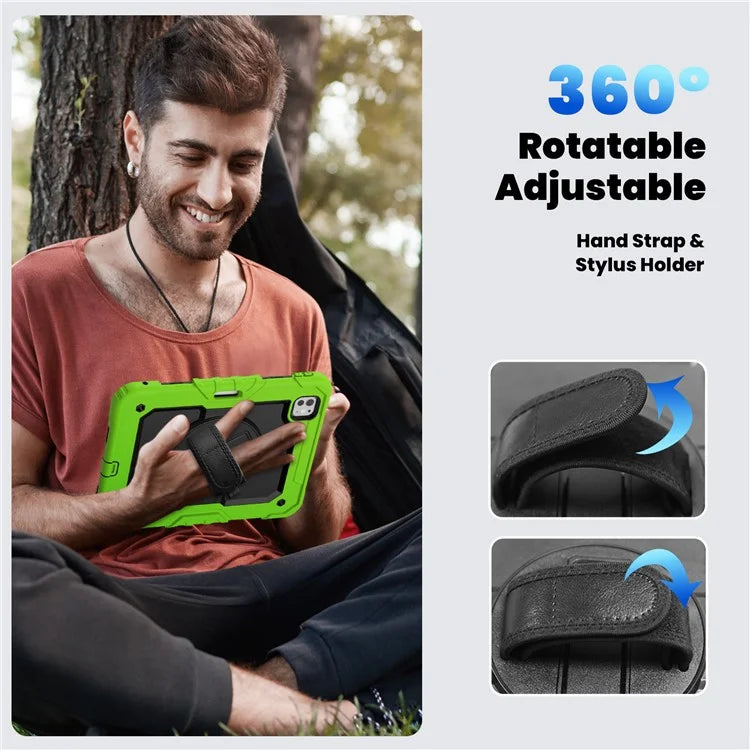 For iPad Pro 11 (2024) Case PC+Silicone Tablet Cover with Screen Protector Pencil Holder