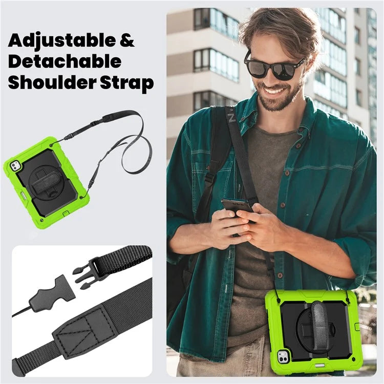 For iPad Pro 11 (2024) Case PC+Silicone Tablet Cover with Screen Protector Pencil Holder