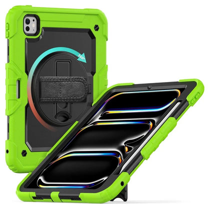 For iPad Pro 11 (2024) Case PC+Silicone Tablet Cover with Screen Protector Pencil Holder