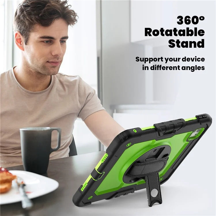 For iPad Pro 11 (2024) Case PC+Silicone Tablet Cover with Screen Protector Pencil Holder+Black