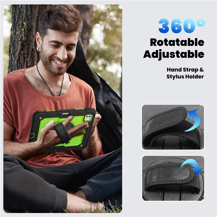For iPad Pro 11 (2024) Case PC+Silicone Tablet Cover with Screen Protector Pencil Holder+Black