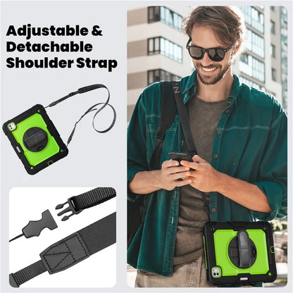 For iPad Pro 11 (2024) Case PC+Silicone Tablet Cover with Screen Protector Pencil Holder+Black