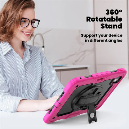 For iPad Pro 11 (2024) Case PC+Silicone Tablet Cover with Screen Protector Pencil Holder