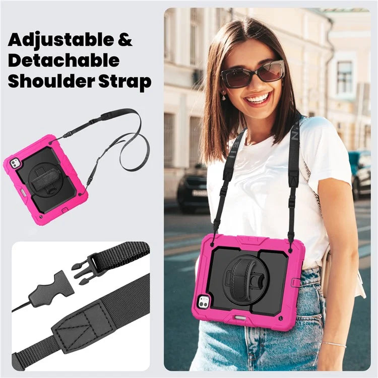 For iPad Pro 11 (2024) Case PC+Silicone Tablet Cover with Screen Protector Pencil Holder