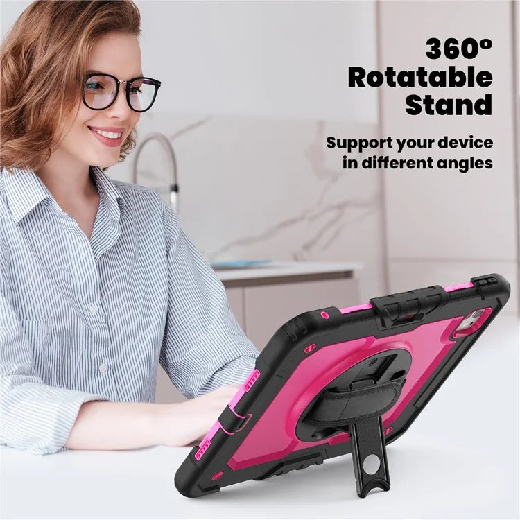 For iPad Pro 11 (2024) Case PC+Silicone Tablet Cover with Screen Protector Pencil Holder+Black