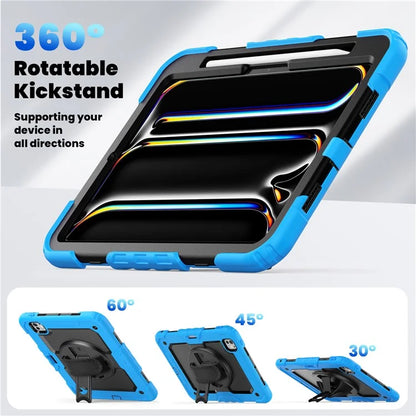 For iPad Pro 11 (2024) Case PC+Silicone Tablet Cover with Screen Protector Pencil Holder